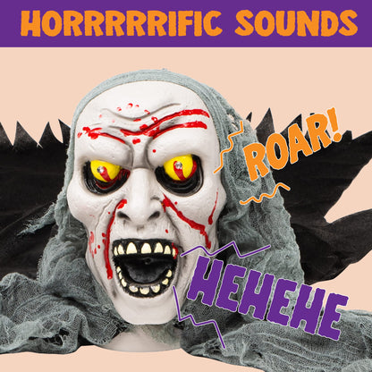 JOYIN Halloween Decorations Outdoor Light-Up Zombie Groundbreaker with bloodstain and Creepy Sound for Halloween Outside Decor, Lawn, Yard, Patio, Graveyard Decoration, Haunted House Prop