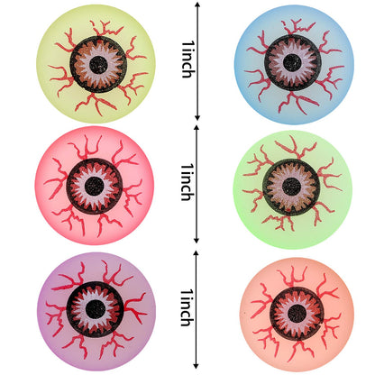 Elcoho 24 Pieces Glow in The Dark Bouncing Eyeballs Halloween Bright Bouncing Balls for Trick or Treat or Halloween Favors