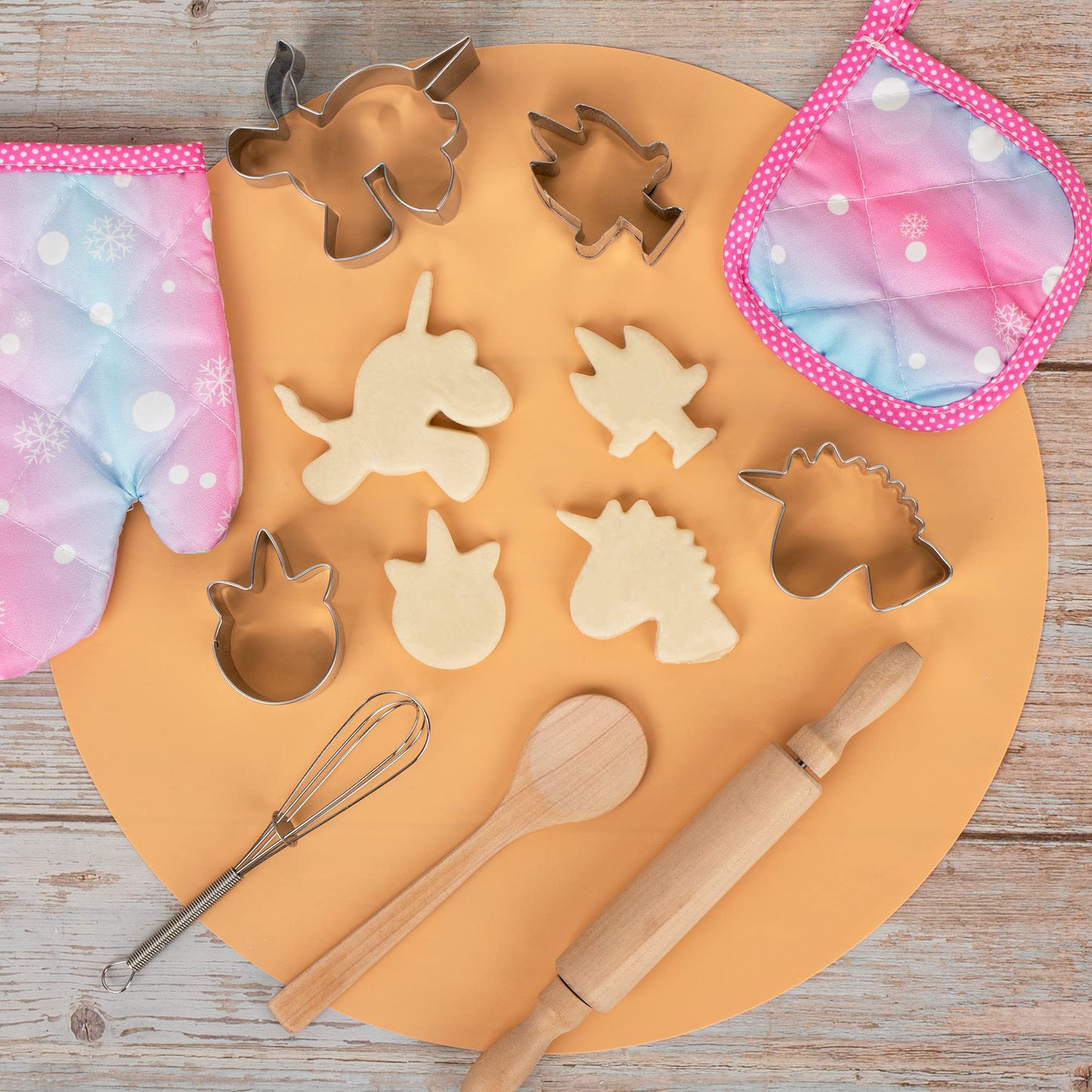 Vanmor Unicorn Kids Cooking and Baking Sets, 11Pcs Kids Aprons for Girls, Kids Chef Hat and Pink Apron, Mitt & Utensil for Toddler Dress Up Chef Costume Birthday Gifts for 3 4 5 6 7 8 Years Old Girls