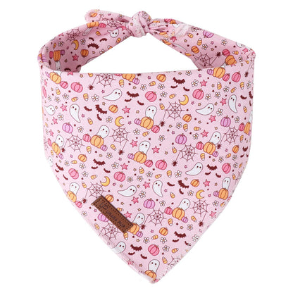 Halloween Pumpkin Dog Bandana, Halloween Triangle Bid Scarf with Pumpkin,Ghost,Bat Pattern, Cotton Pet Kerchief for Girl Boy Dogs or Cats, Cute Puppy Bandana Fancy for Dogs
