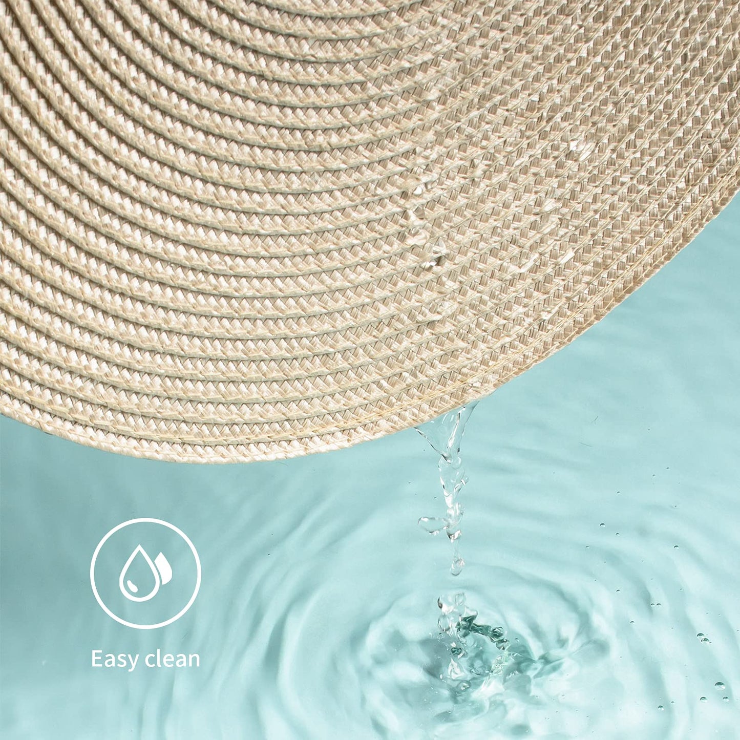 FunWheat Round Braided Placemats Set of 6 Table Mats for Dining Tables Woven Washable Non-Slip Place mats 15 inch for Easter Decoration(Ivory Beige, 6pcs)