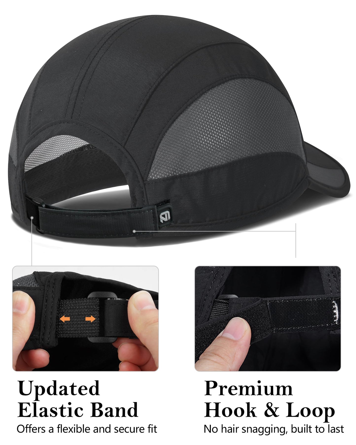 GADIEMKENSD Outdoor Running Hat Men's Cooling UPF50+ Womens Baseball Cap Sport Mesh Sun Hat Trucker Dad Hats Quick Dry Breathable Unstructured for Summer Camping Fishing Hiking Improved Black L