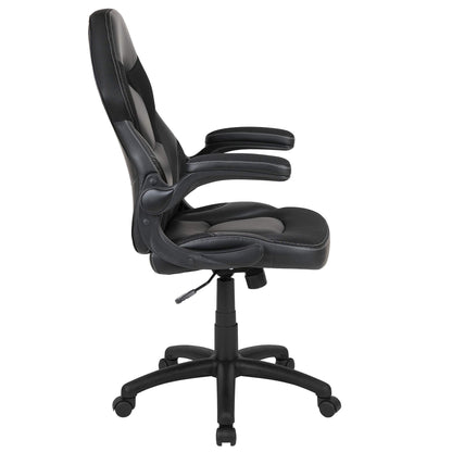 Flash Furniture X10 High-Back LeatherSoft Racing Style Gaming Chair with Flip-Up Arms, Ergonomic Padded Swivel Computer Chair, Black
