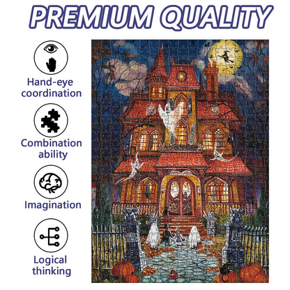 500 Piece Puzzles for Adults, Halloween Fright Night 500 Pieces Jigsaw Puzzles for Adults, Halloween Decoration for Family Party Holiday