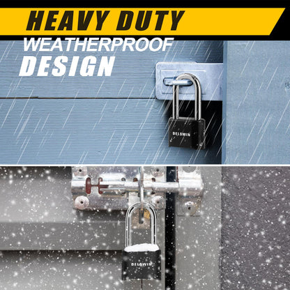 DELSWIN Combination Lock Outdoor Padlock - Weatherproof Extended 2-1/2 in. Long Shackle Combination Padlock for Gate, Shed, Trailers, and Sports Lockers(Black,2Pcs)