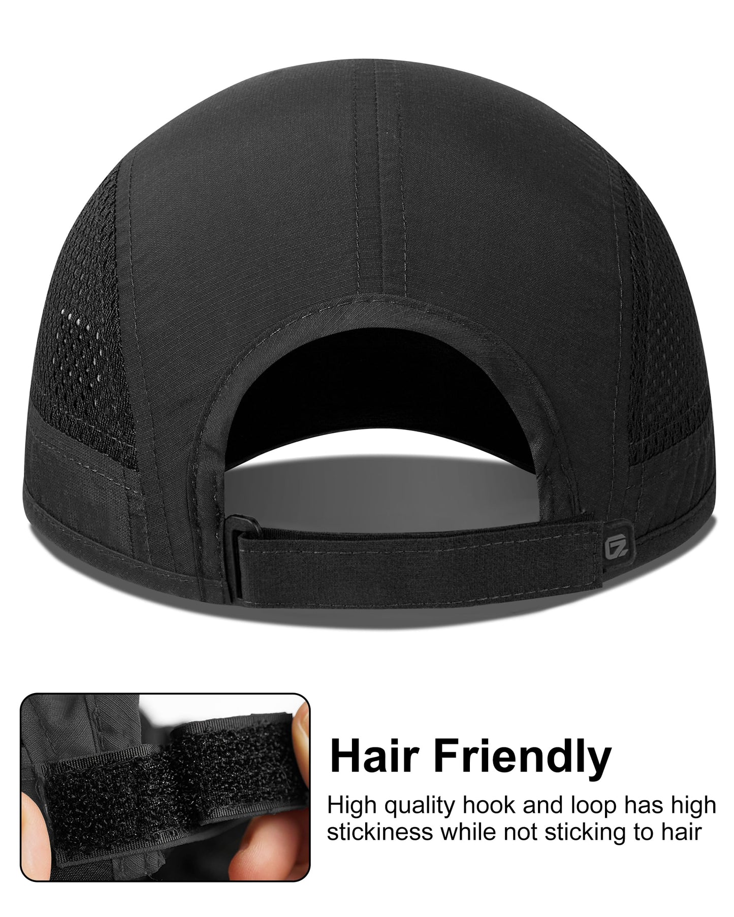 GADIEMKENSD Men Outdoor Hat Reflective Folding Running Sport Hats Summer Cool UPF 50 Sun Unstructured Baseball Caps for Men Women Breathable Light Quick Dry Travel Golf Hat Black