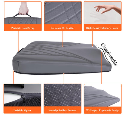 kingphenix Premium Car Seat Cushion, Memory Foam Driver Seat Cushion to Improve Driving View- Coccyx & Lower Back Pain Relief- Seat Cushion for Car, Truck, Office Chair (Dark Grey)