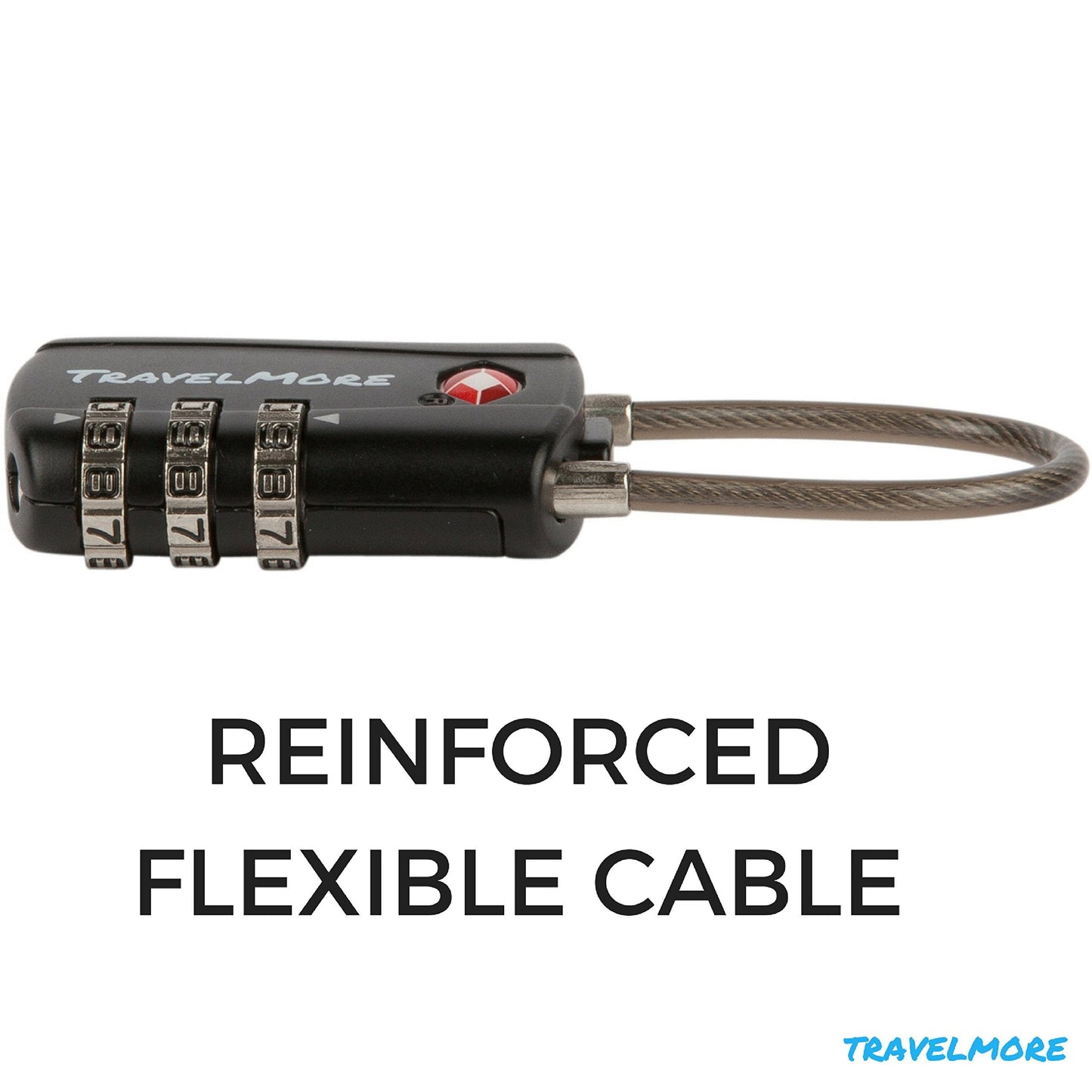 4 Pack TSA Approved Travel Combination Cable Luggage Locks for Suitcases & Backpacks - Black