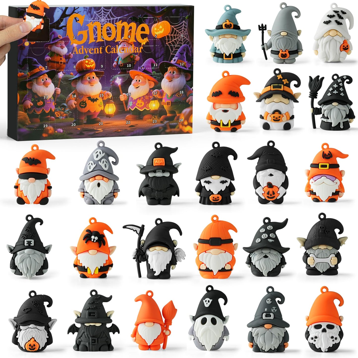 Gnome Advent Calendar 2025,Halloween Countdown Advent Calendar,Advent Calendar,with 24 Gnome Collectible Figures,Halloween Advent Calendars Gift kids Teen Adults
