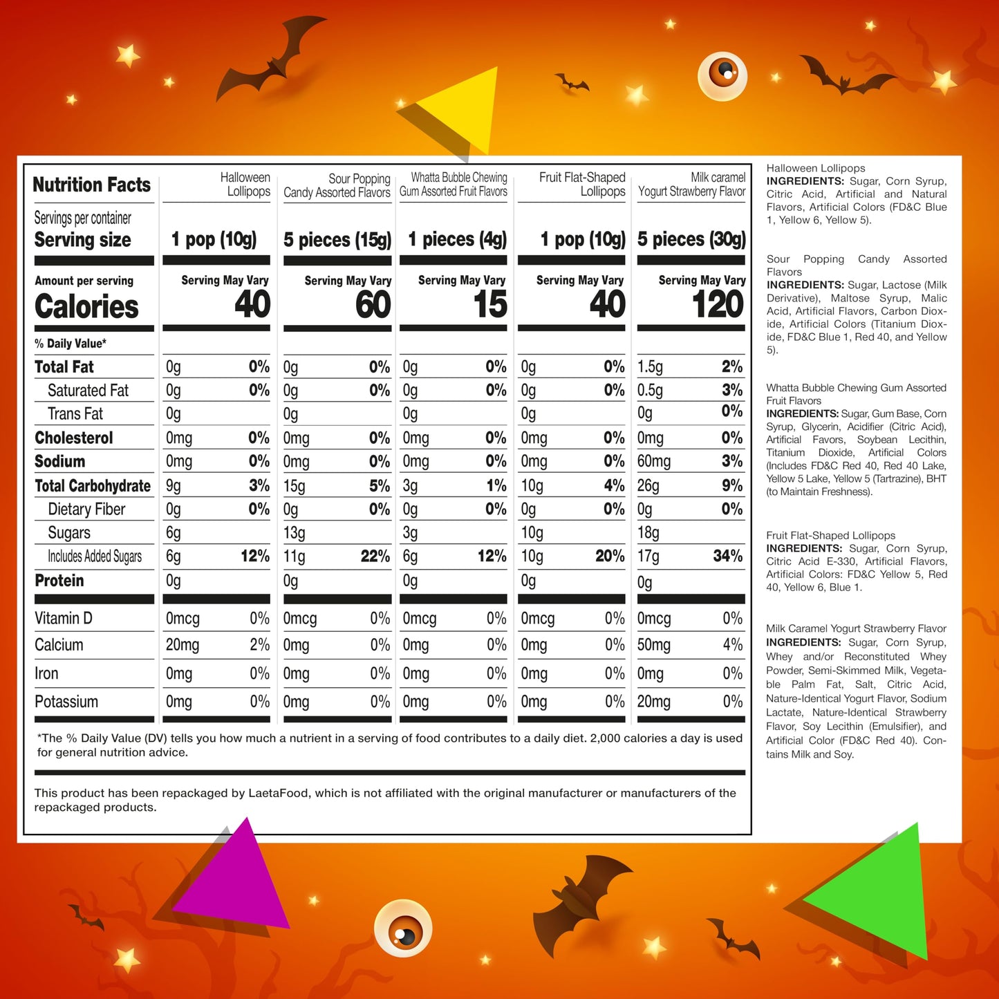 Halloween Candy Variety Pack | 10 Pound Box | Bulk Candy for Classroom | Party Mix Individually Wrapped | Popping Rocks, Lollipops, Gum, Caramels, Taffies | Assorted Pinata Fillers