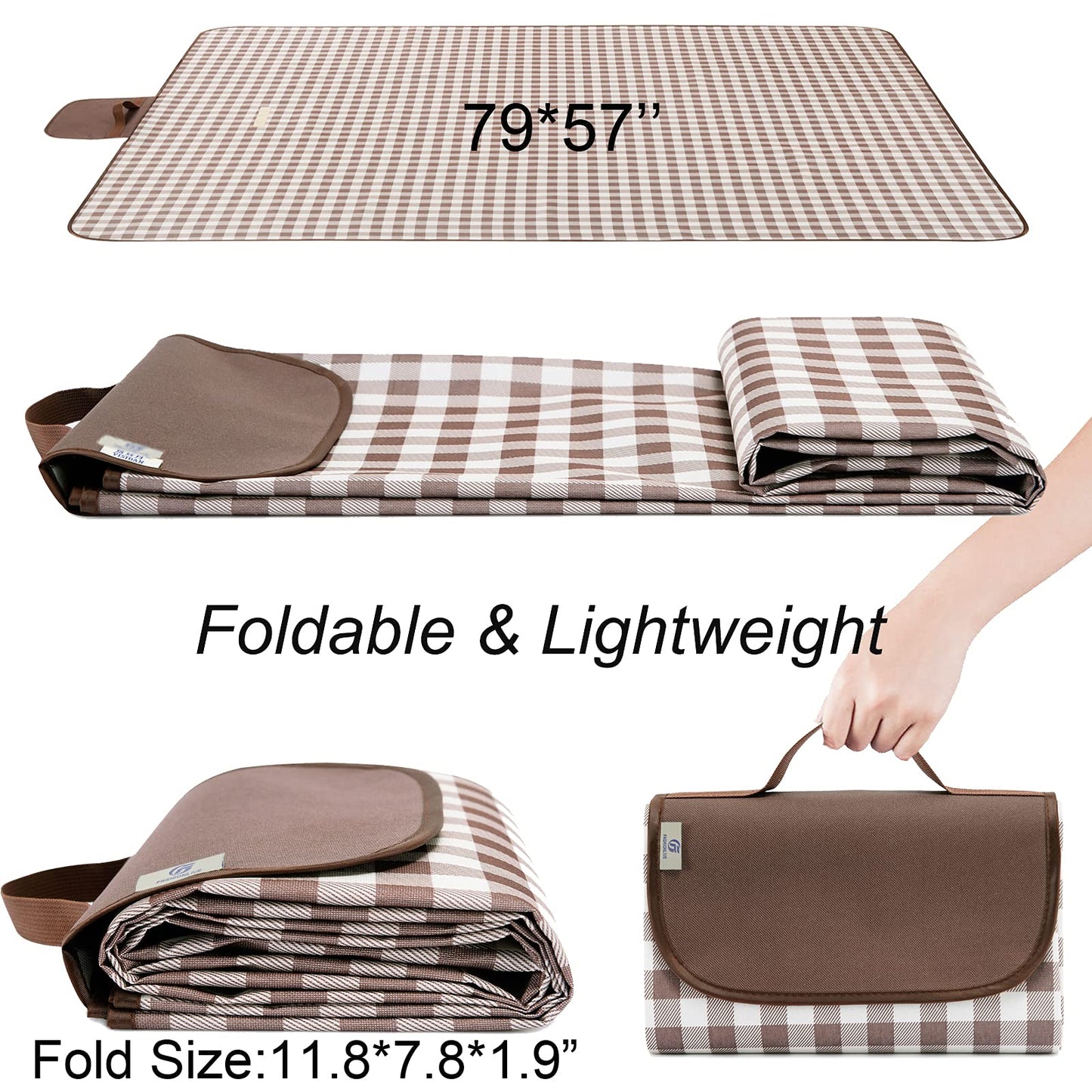 FashionLive Beach Blanket Extra Large Picnic Blanket Sand Free Waterproof Outdoor Indoor Blanket Lightweight Easy Fold Handy Mat Portable Beach Mat for Camping Hiking Travel Park Grass