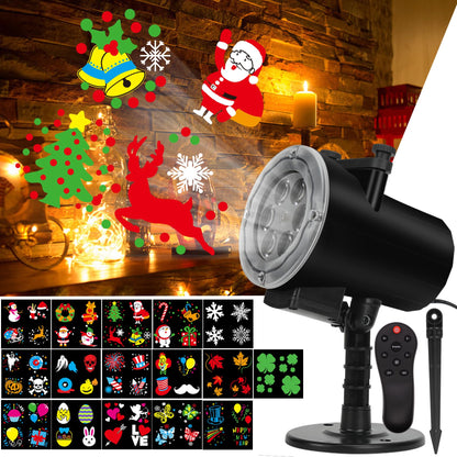 Elec3 Holiday Christmas Halloween Led Projection Light 12W, 16 Slides Projector Light Waterproof with RF Romote Used for Home Party Holidays Halloween Decoration