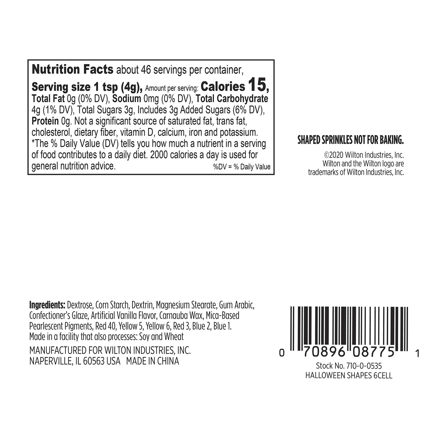 Food Items Sprinkle Mix, Halloween Shapes, 6 Cell