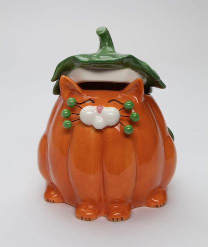 Cosmos Gifts Fine Ceramic Whisker Pumpkin Cat Candy Treat Bowl, 7-1/4" H