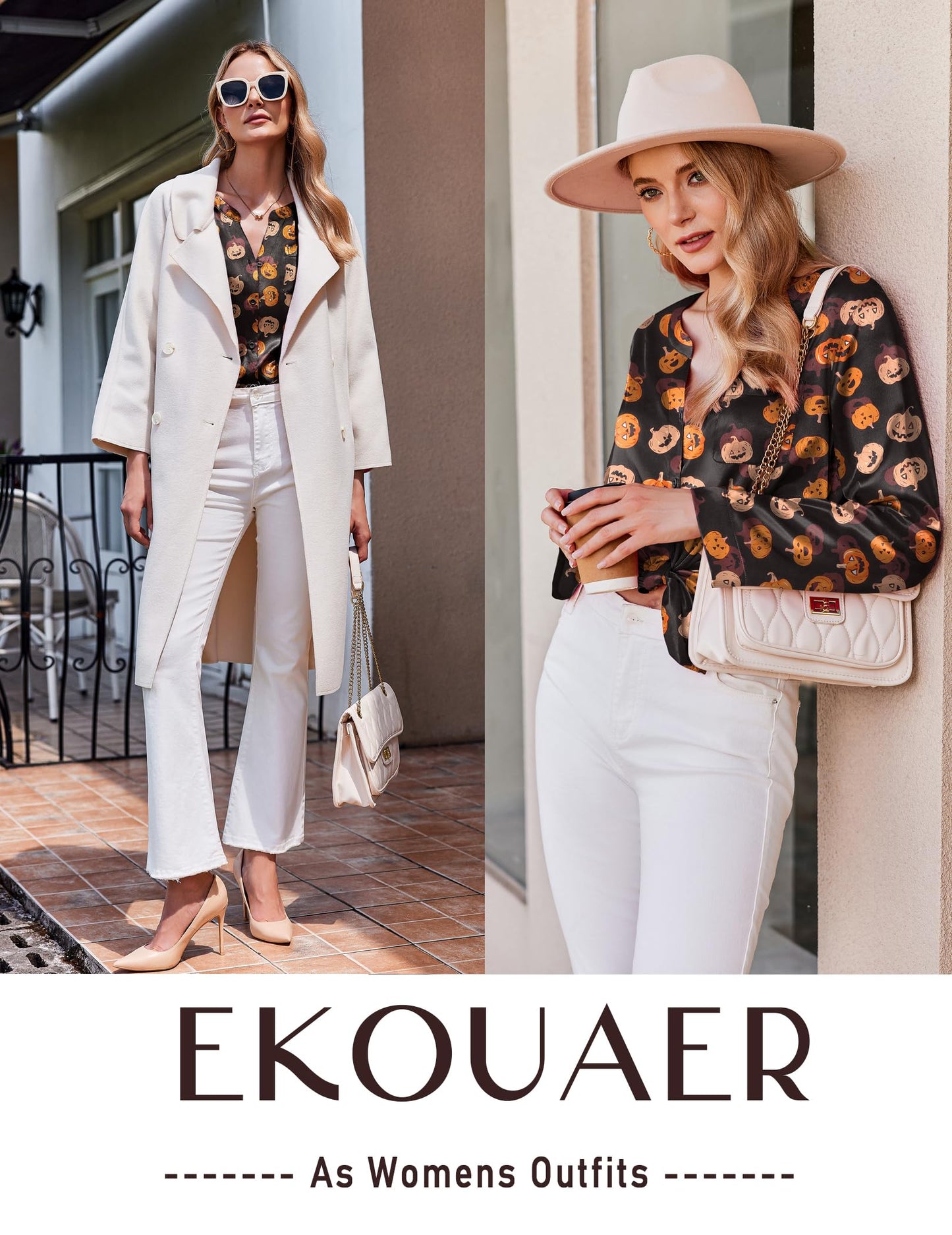 Ekouaer Silk Pajamas For Women 2 Piece Set Satin Pjs Long Sleeve Button Up Sleepwear Comfy Lounge sets