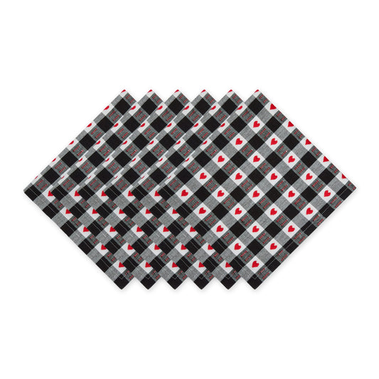DII Valentine's Day Collection, Napkin Set, 20x20, Dobby Hearts Check