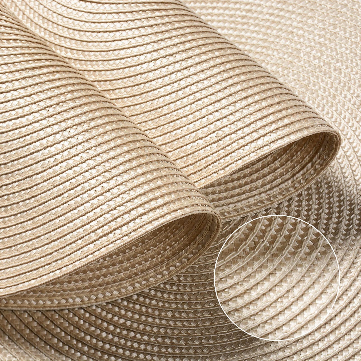 FunWheat Round Braided Placemats Set of 6 Table Mats for Dining Tables Woven Washable Non-Slip Place mats 15 inch for Easter Decoration(Ivory Beige, 6pcs)