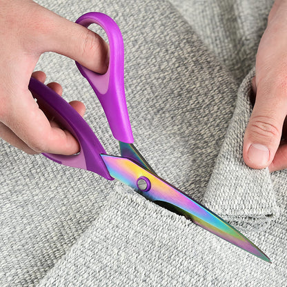 Craft Scissors Set of 3 Pack, All Purpose Sharp Titanium Blades Shears, Comfort Grip Handle, Multipurpose Fabric Scissors Tool Great for Adults, Office, Sewing, School and Home Supplies, Purple