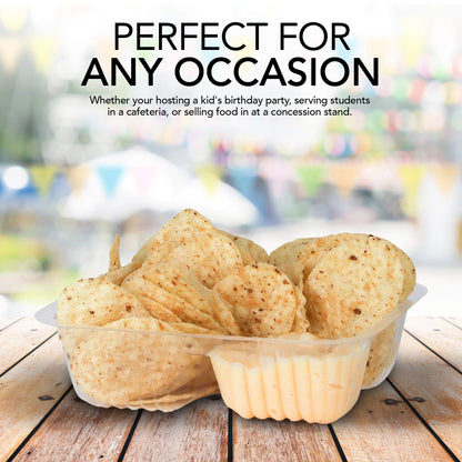 12oz Plastic Nacho Trays (100 Pack) Small Disposable Tray for Nachos & Cheese Dip, Concession Stand Supplies, Movie Night Snacks for Kids, Carnival Party Decorations, Food Boats, Snack Containers…