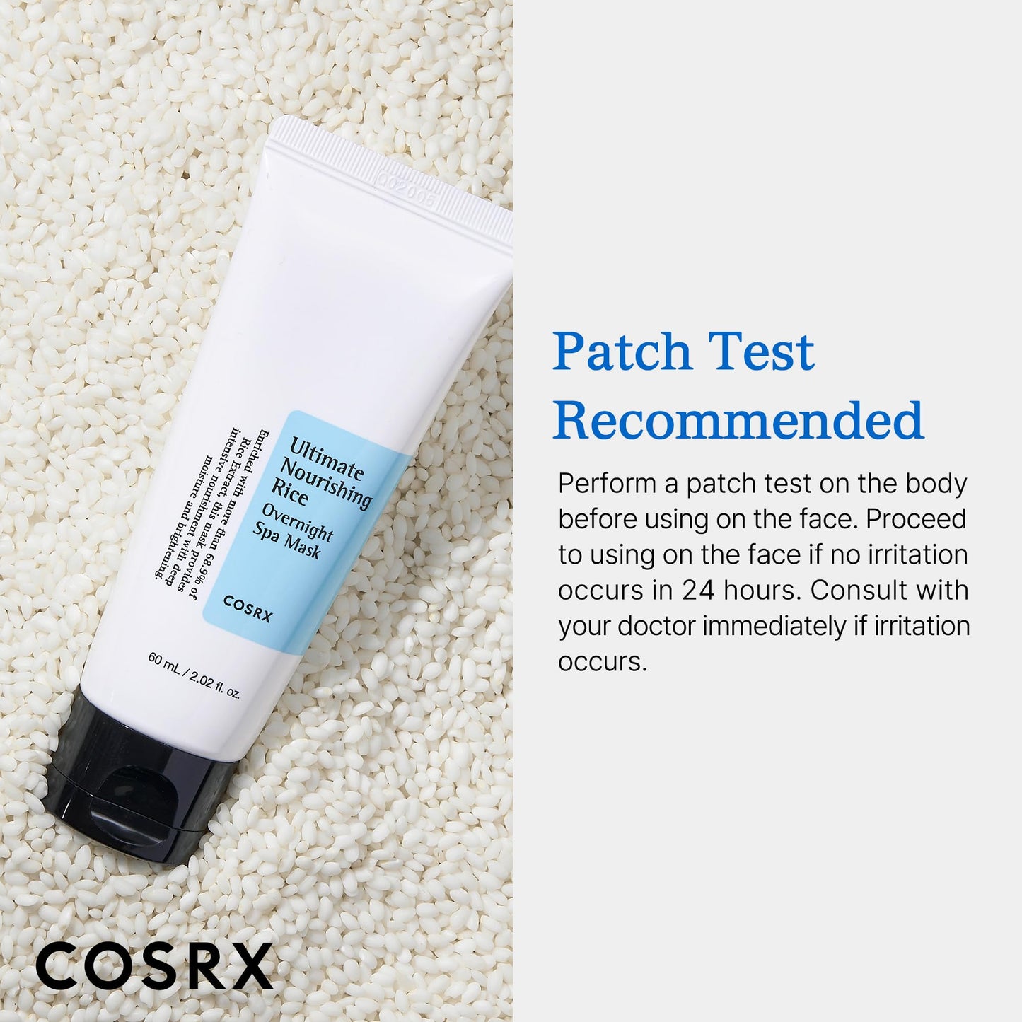 COSRX Ultimate Nourishing Rice Overnight Spa Mask 60ml | Rice Extract 68% and Niacinamide 2% | Korean Skin Care, Animal Testing Free, Paraben Free