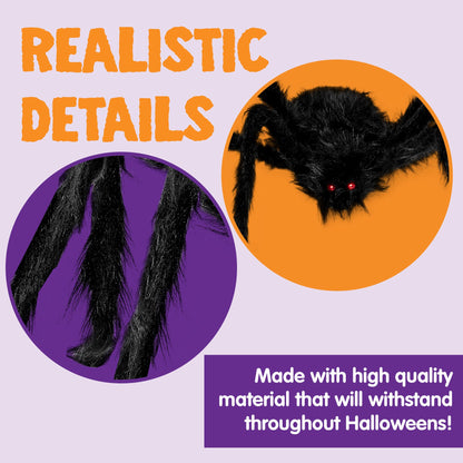 JOYIN 2 Pack 4 Ft Halloween Spider Decorations Outdoor, Scary Large Giant Spiders with Adjustable Legs for Halloween Outside Decor, Yard Lawn Indoor Haunted House Props