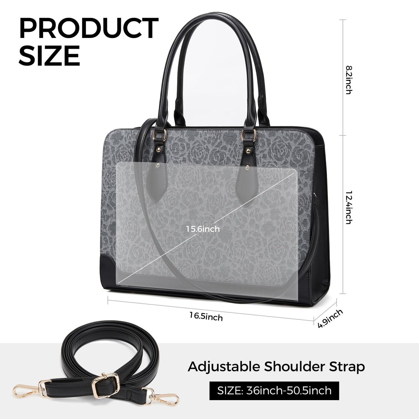 Laptop Bag for Women 15.6 Inch Work Tote Bag for Women,Leather Computer Bags Waterproof Tote Professional Briefcase,Large Capacity Business Office Bag for Work