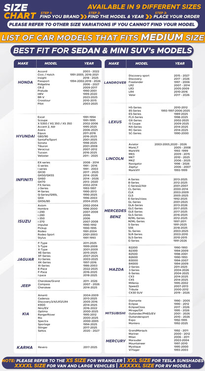 EcoNour Patented Design Car Windshield Sun Shade | Blocks 99% Heat & Keeps Interior Cool | Fits Cars, SUVs, Trucks | Automotive Sun Screen, Visor & Car Accessories for Summer | Medium (64x32 Inches)