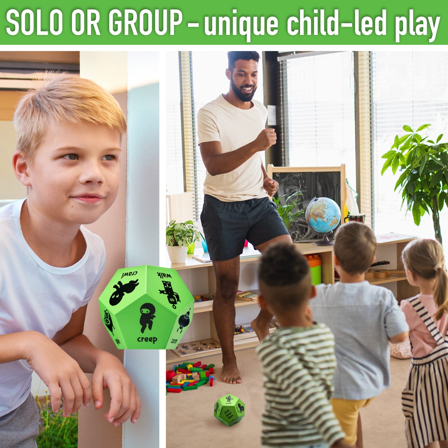 Covelico Movement Dice Games for Kids, Gross Motor Toys for Kindergarten, Preschool & Elementary School. Indoor Recess & Outdoor Toys, PE Equipment & Games for Classroom, Kids Gymnastics Equipment.