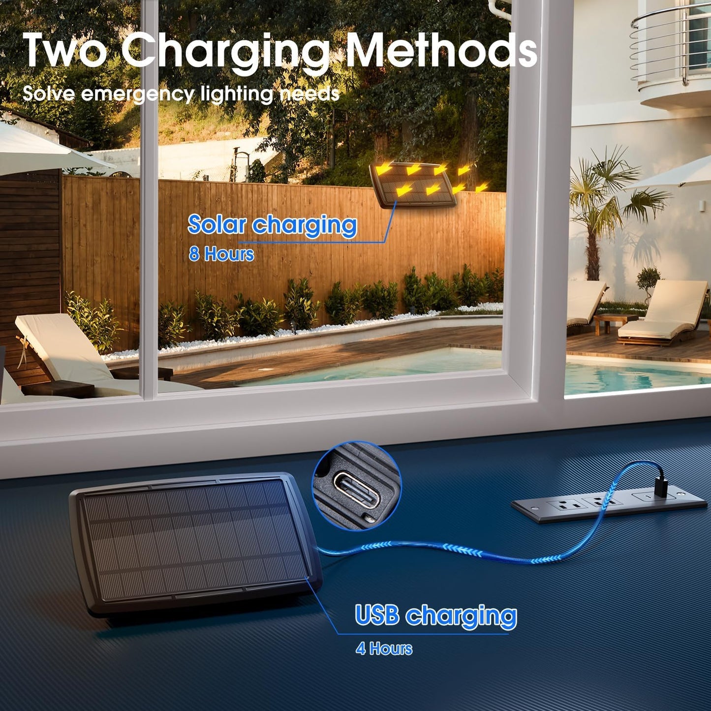 KYY 54FT Solar String Lights Outdoor Waterproof with USB Charging & Remote, Dimmable & Timable, Solar Powered Patio Lights with LED Shatterproof Bulbs for Deck Backyard Porch Garden Camping