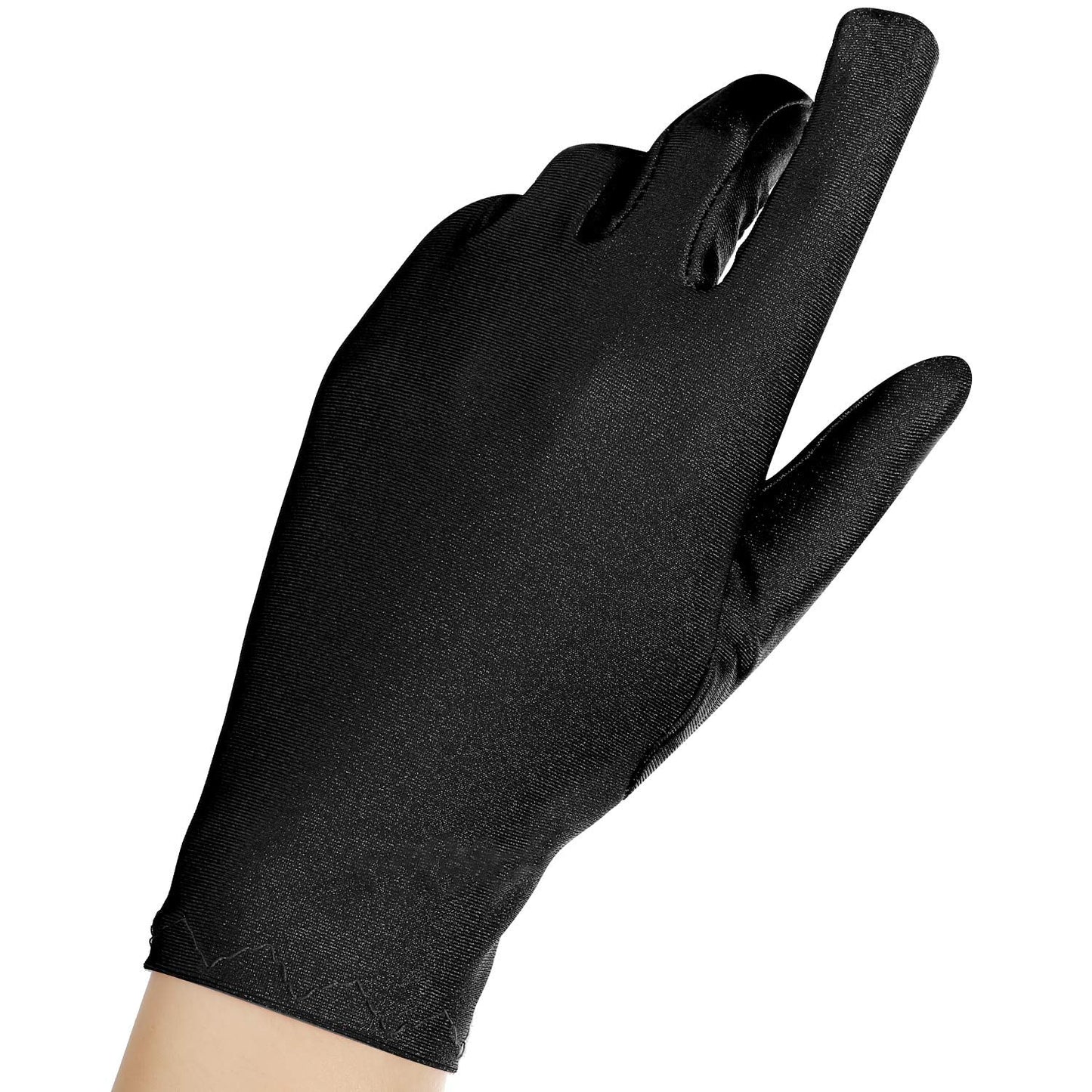 HESTYA 2 Pair Women Stretchy Spandex Gloves Short Stain Costume Formal Gloves for Halloween Cosplay Party Uniform Parade(8.3 Inch)