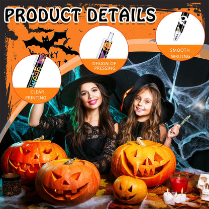 Leinuosen 72 Pieces Halloween Ballpoint Pen Retractable Gel Ink Pen Halloween Cute Cartoon Pens Holiday Pens for Office Stationary Writing Pen Halloween Home Decor Party Gift