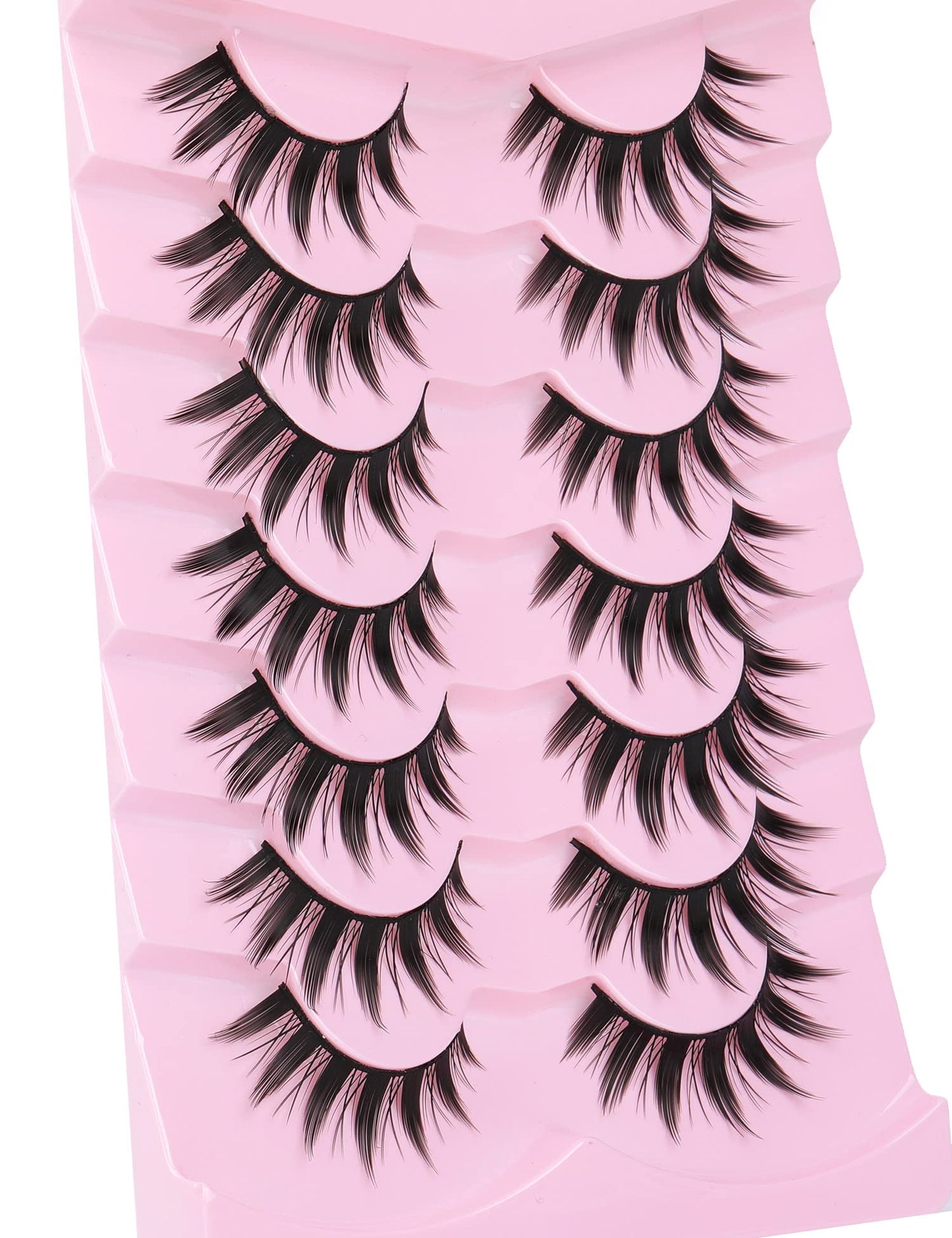 False Eyelashes Manga Anime Lashes Japanese Cosplay Spiky Lashes Mink Dramatic Thick Fake Eyelashes Extensions Doll Strip Lashes 7 Pairs Pack by EYDEVRO