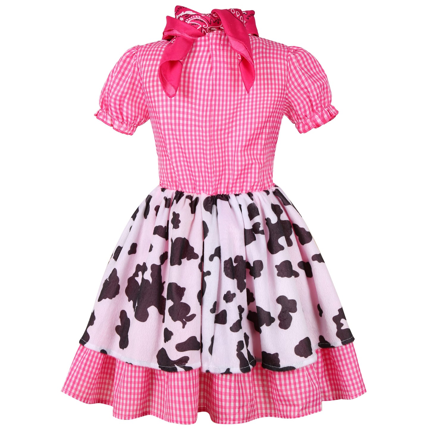 Ekoropshop Cowgirl Costume for girls West Cowgirl Halloween Outfit Dress with Pink Cowboy Hat-L