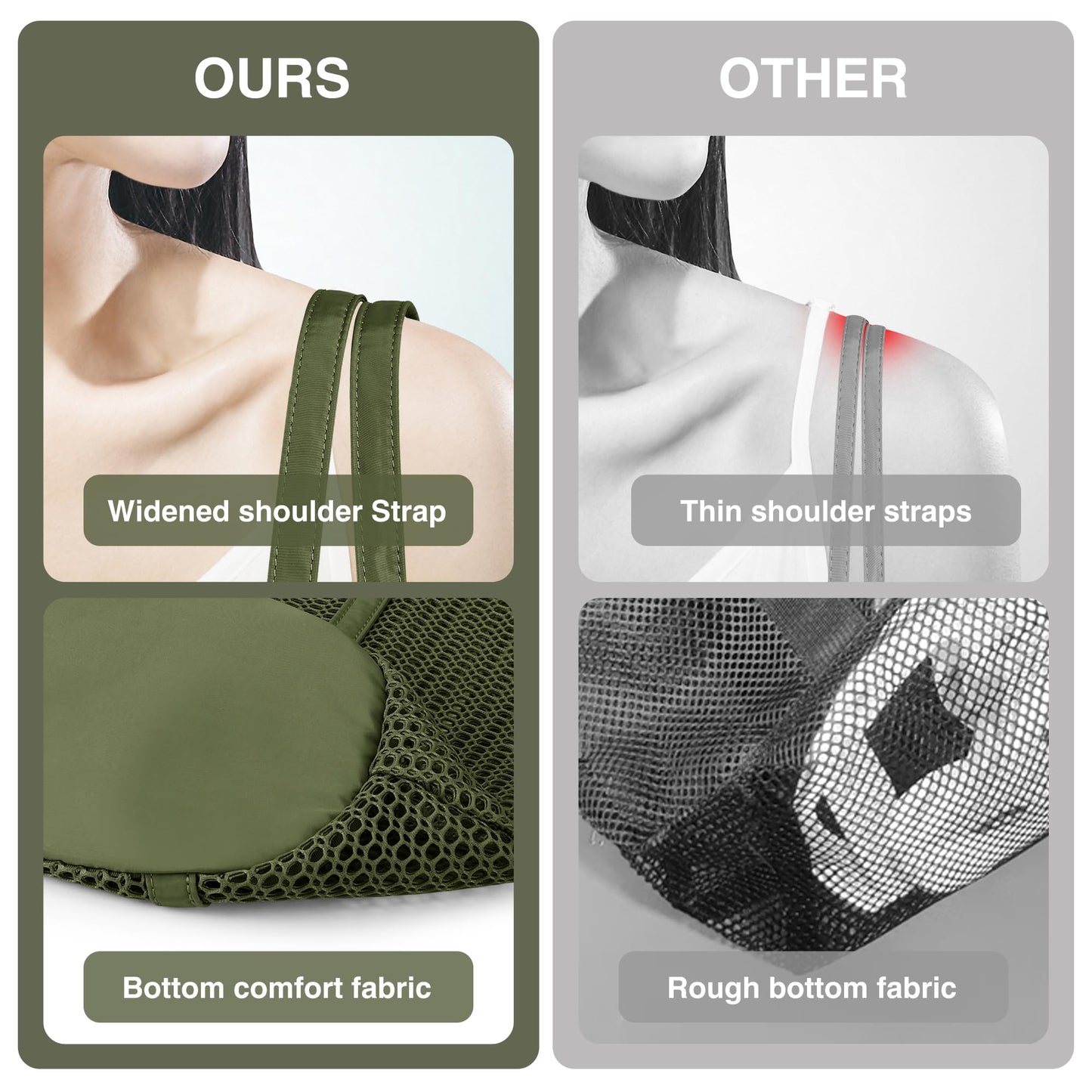 KALIDI FANCY FOREST Beach Mesh Tote Bag, Womens Shoulder handbag MAX 27L Grocery Bag Army Green