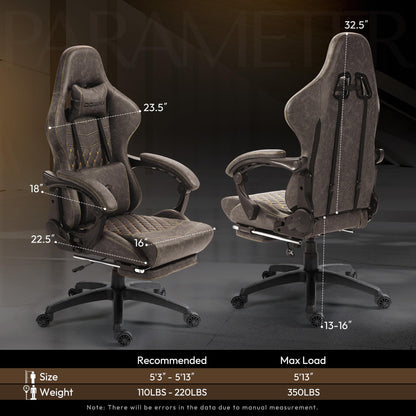 Dowinx Gaming Chair Big and Tall, Ergonomic Computer Chair with Footrest and Massage Lumbar Support, High Back Comfortable Gamer Chair for Adults 350Lbs PU Leather for Office Game, Brown