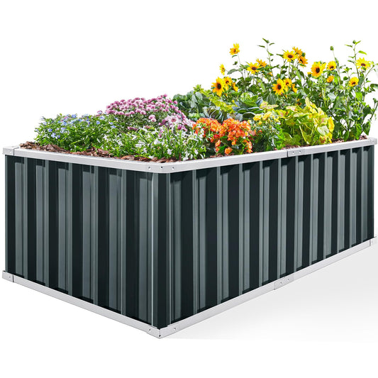 KING BIRD Raised Garden Bed 68" x 36" x 24" Heightened Galvanized Steel Metal Planter Box Outdoor for Deep-Rooted Vegetables, Flowers, Large Raised Bed Kit (Dark Grey)