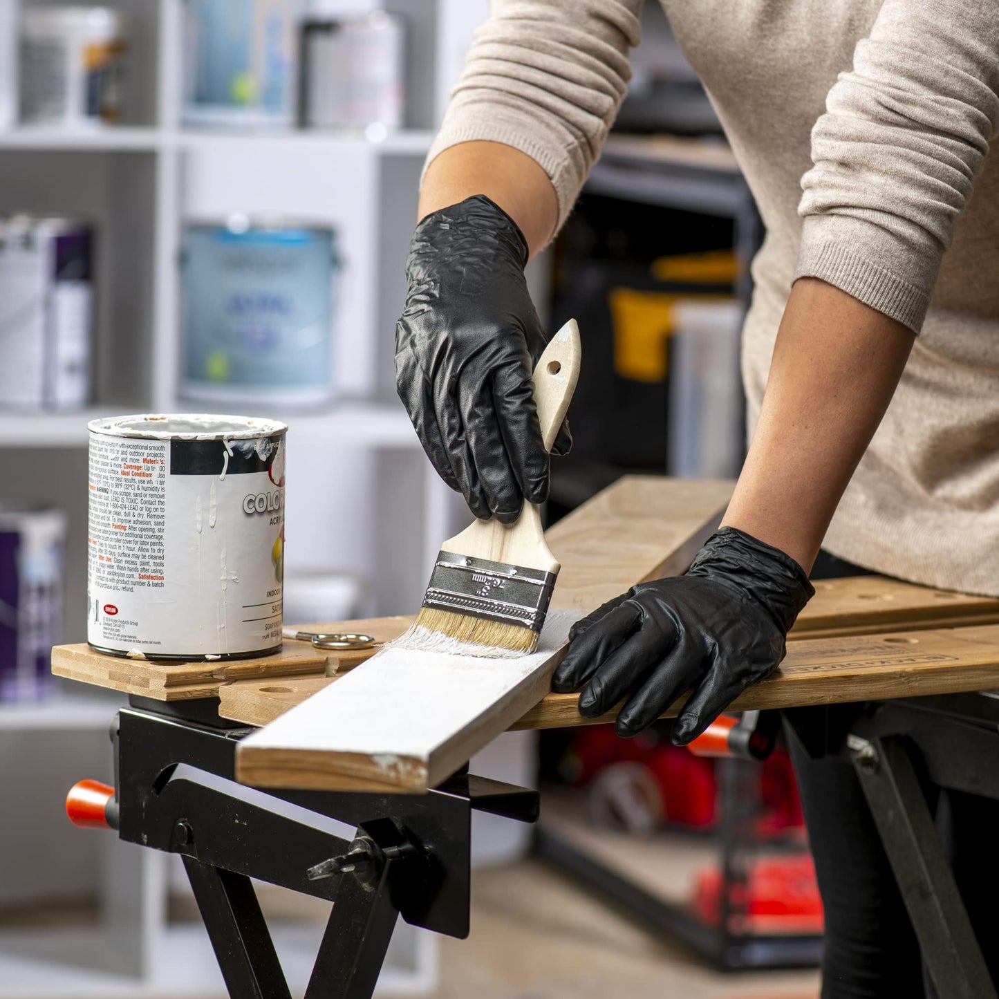 Comfy Package Black Nitrile Gloves [100 Count] 6 Mil, HEAVY DUTY Disposable Gloves for Food Prep, Cooking, Tattoo, Cleaning – Latex-Free, Powder-Free, Textured Fingertips - Large