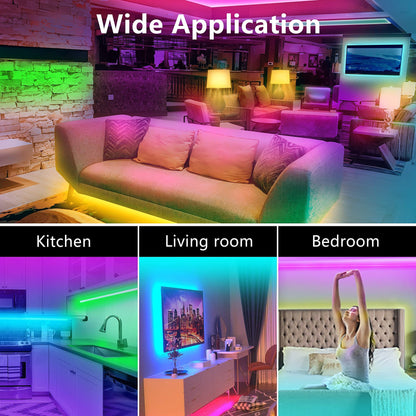 GUPUP Smart WiFi Led Lights 100 ft, Compatible with Alexa and Google Assistant Devices, Voice Control, Music Sync Color Changing Strip Lighting, App&Remote Controlled Indoor Light for Bedroom, Party