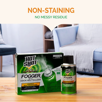 Hot Shot Fogger With Odor Neutralizer 6 Count-2 Ounce Cans (2 Pack), Controls Heavy Insect Infestations