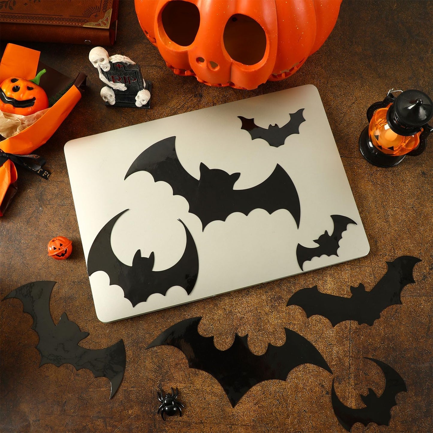 JULMELON 22pcs Halloween Car Magnets, Black Bat Decorations for Halloween Party Supplies Fridge Car Garage Door Cruise Decor