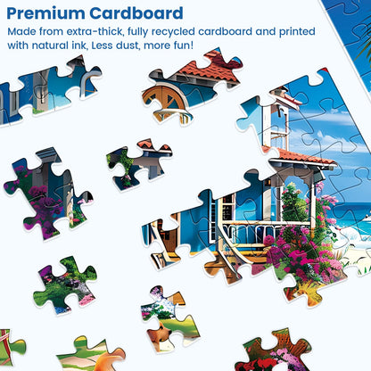 300 Pieces Puzzle for Adults | Beach House Puzzle | Recycled Cardboard Large Piece Jigsaw Puzzles 300 Pieces | Challenging Game Home Decor Birthday Party Gift Toy for Adults Kids Seniors 20.5*15 inch