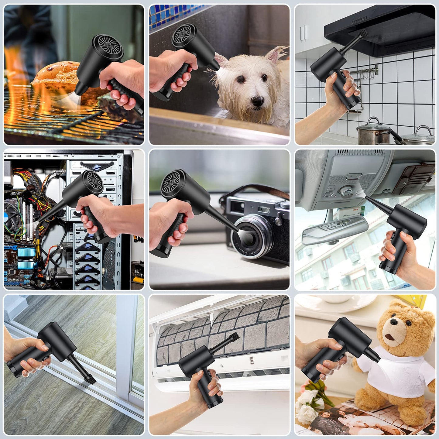 Electric Compressed Air Duster - 91000RPM High-Power Cordless Rechargeable Air Blower for PC, Keyboard, Computer & Electronics Cleaning - Portable Air Can Replacement for Office, Car, Home & Dusting