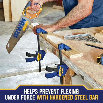 IRWIN QUICK-GRIP Clamps for Woodworking, One-Handed Bar Clamps, 6-Pack (1964749)