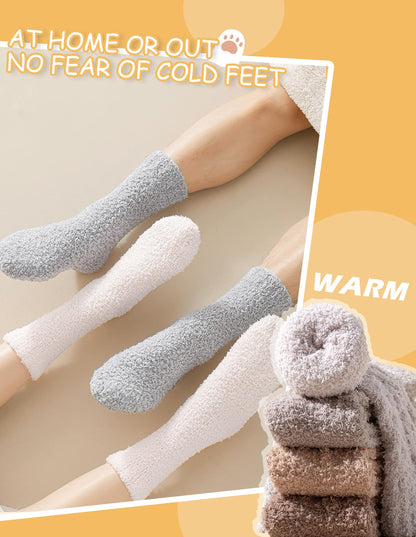 Josnown Fuzzy Socks for Women Cozy Soft Fluffy Slipper Warm Winter Plush Sleep Socks Christmas Gifts for Women, Size 5-10