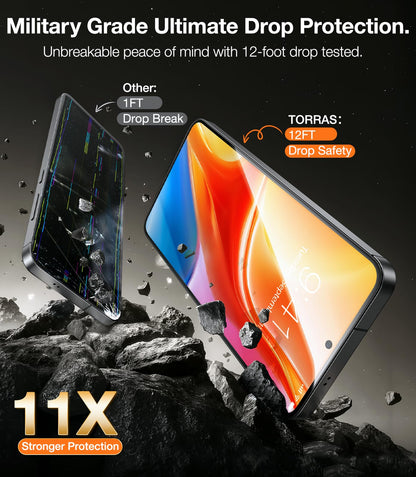 TORRAS Top-Notch Aerospace Glass for Samsung Galaxy S24 Ultra Screen Protector [12Ft Military-Grade Shatterproof] Anti-Scratch Tempered Glass Full Coverage Fit Screen Protector S24 Ultra 6.8" 2-Pack