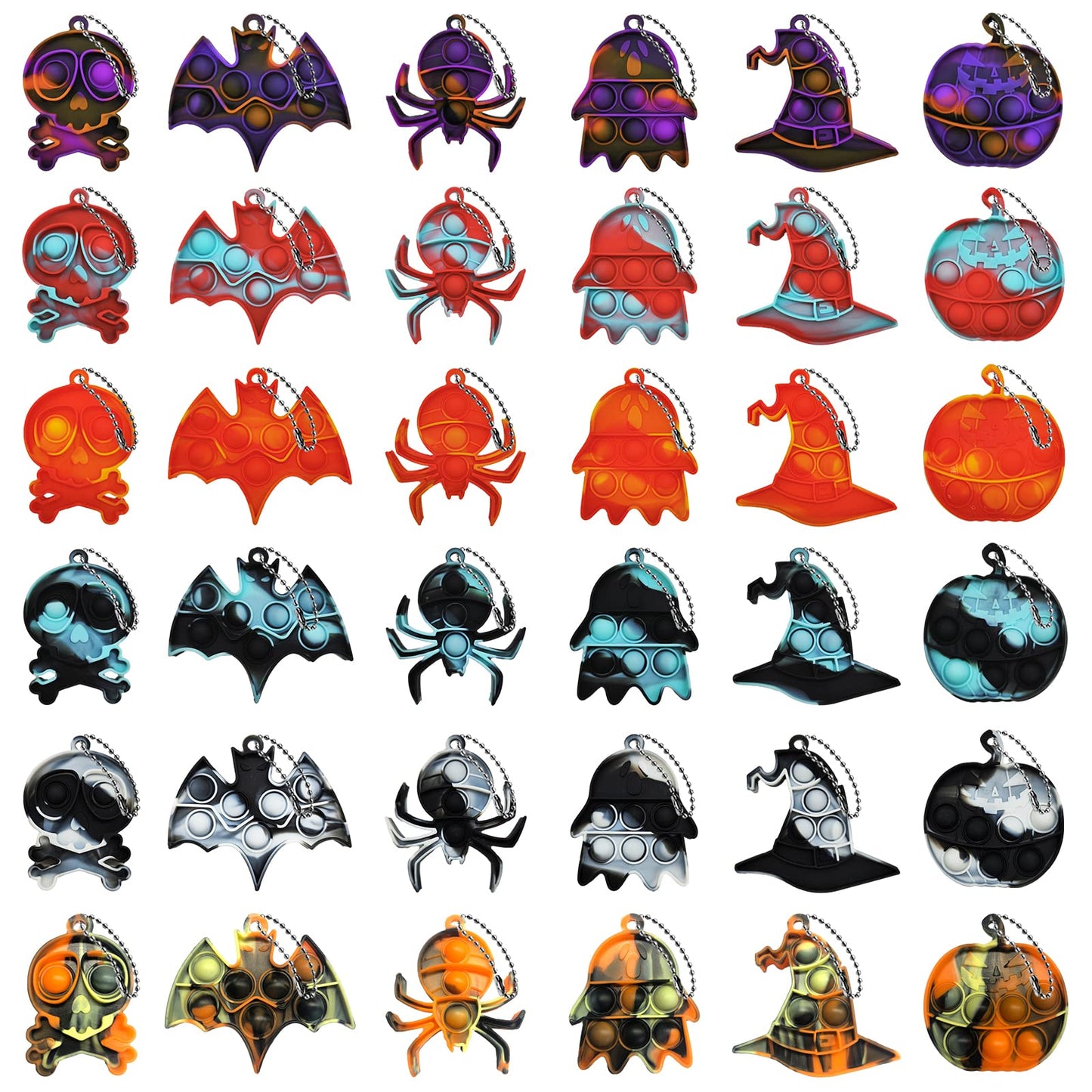 36-Pack Christmas Mini Pop Keychain Fidget Toys, Christmas Day Gifts for Kids Mini Pop Bubble Christmas ,Party Favors Silicone Fidget Keychain Fidget Toy