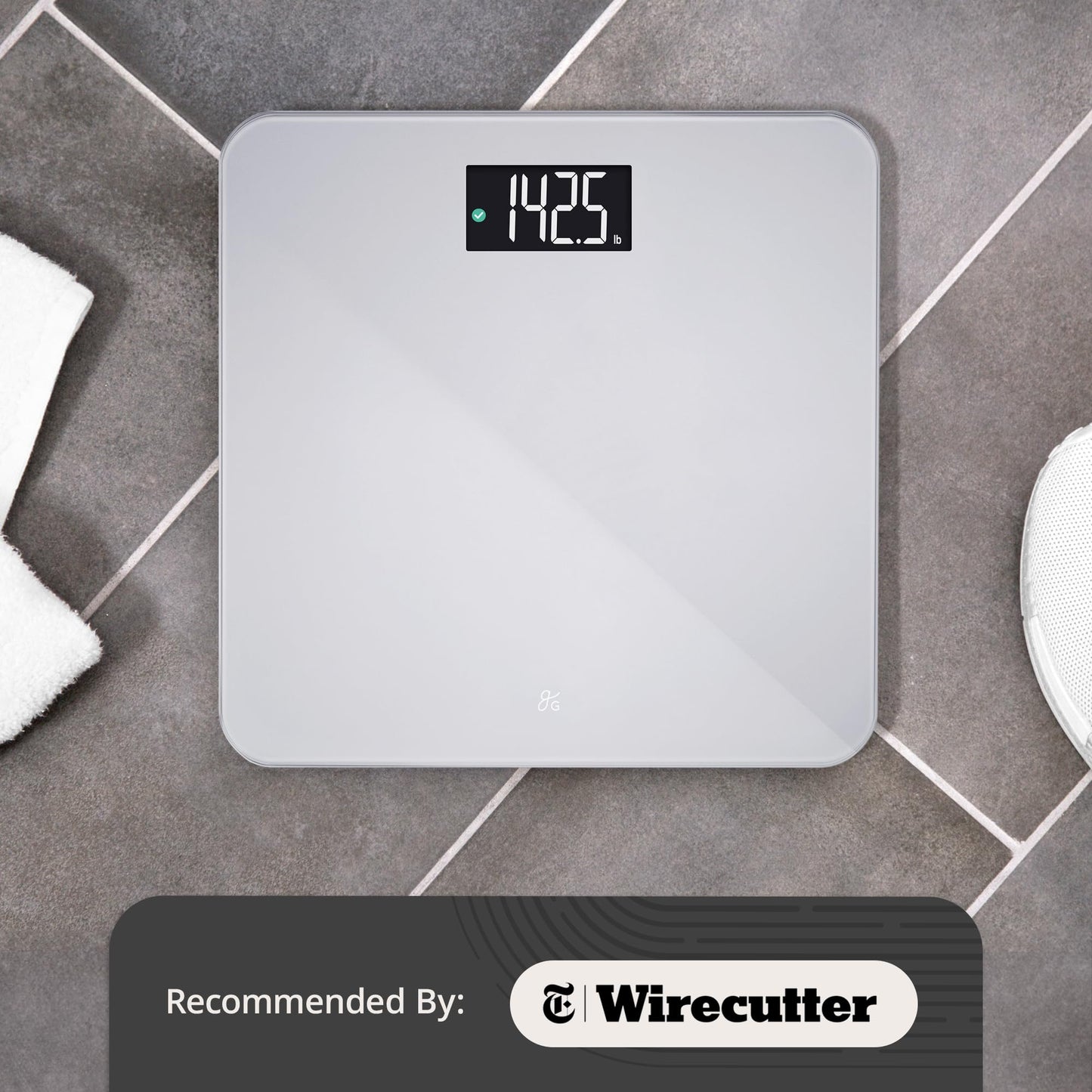 Greater Goods Digital AccuCheck Bathroom Scale for Body Weight, Capacity up to 400 lbs, Batteries Included, Pearl Gray