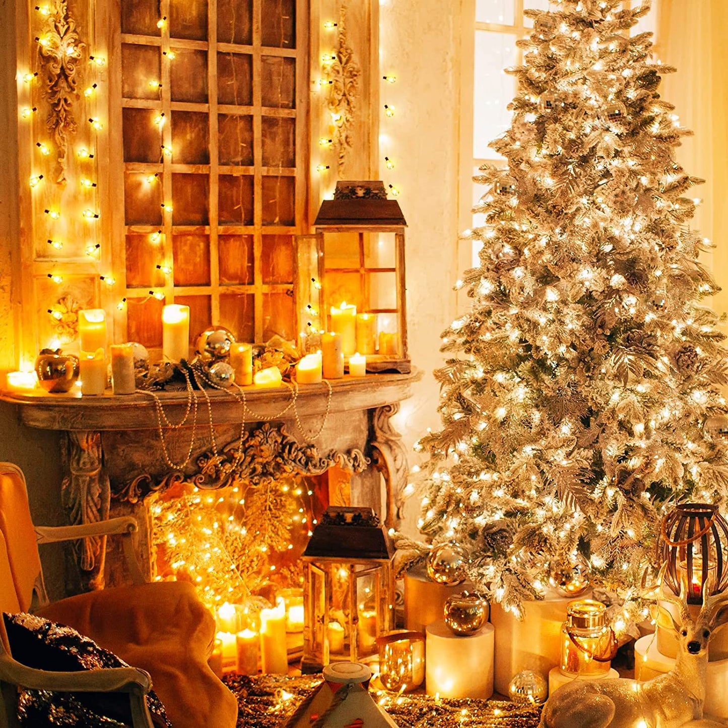 GLUROO 60FT LED Outdoor Patio Lights Waterproof with 30+2 Vintage Bulbs Shatterproof Energy Saving,2700K Hanging Edison String Lights Outside for Backyard,Bistro,Camping,Gazebo