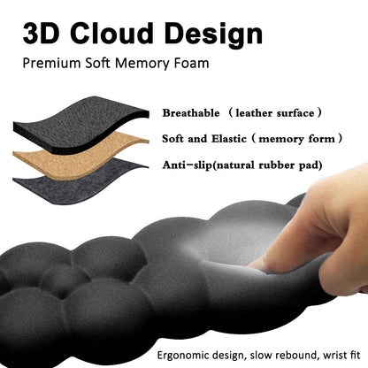 Cloud Keyboard and Mouse Wrist Rest Pad for Computer Arm Pain Relief- Ergonomic Wrist Support Mousepad with Non-Slip PU Base for Office, Gaming, and Home Use Anti-Fatigue