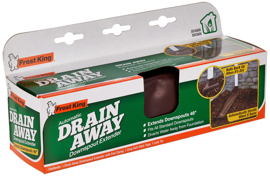 Frost King DE46BR Automatic Plastic Drain Away Downspout Extender, Extends 4-Feet, Brown